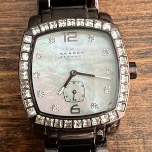 Skagen - N777SMX Swarovski Crystals White MOP Dial Brown Women's Watch